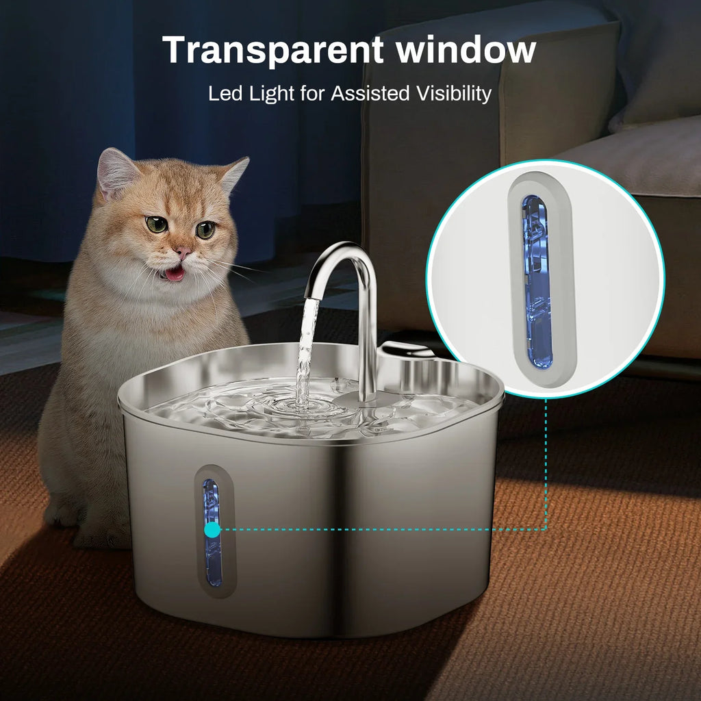 ZYFeeder 2.2L Stainless Steel Pet Water Fountain