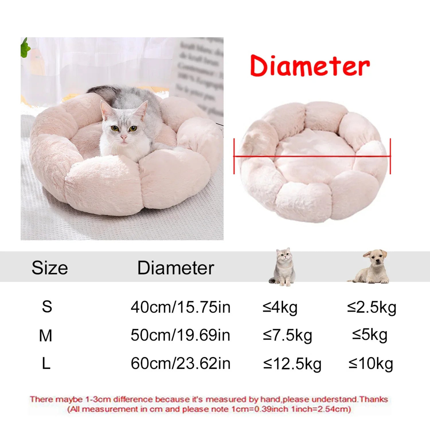 Round Plush Pet Bed – Super Soft for Dogs & Cats