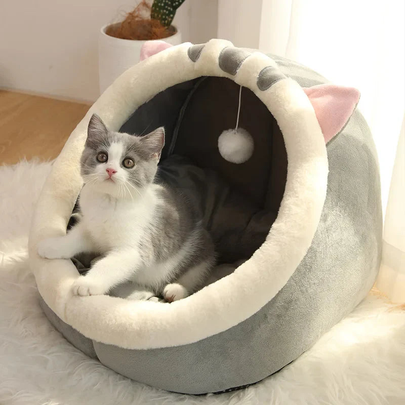 Deep Sleep Cat Bed – Foldable Cave with Removable Pad