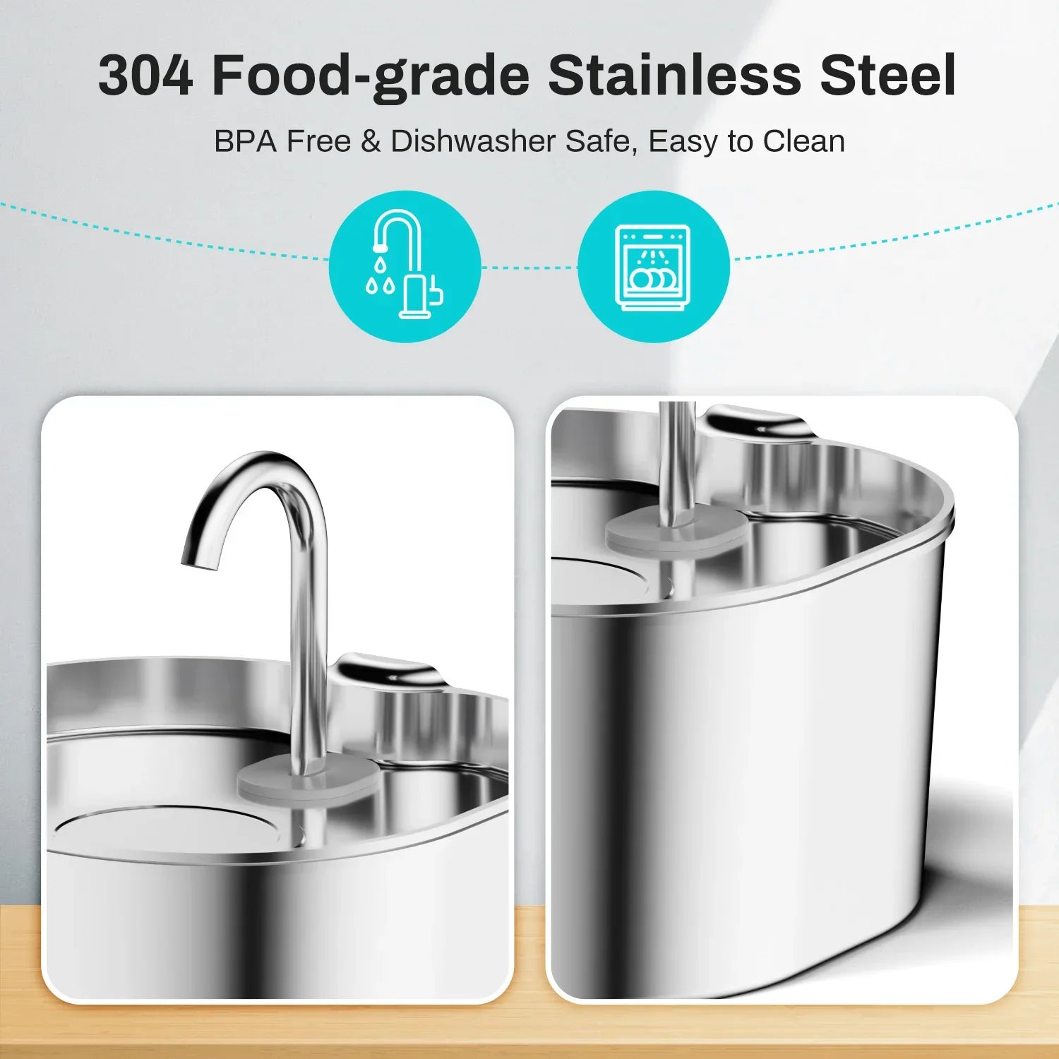 ZYFeeder 2.2L Stainless Steel Pet Water Fountain