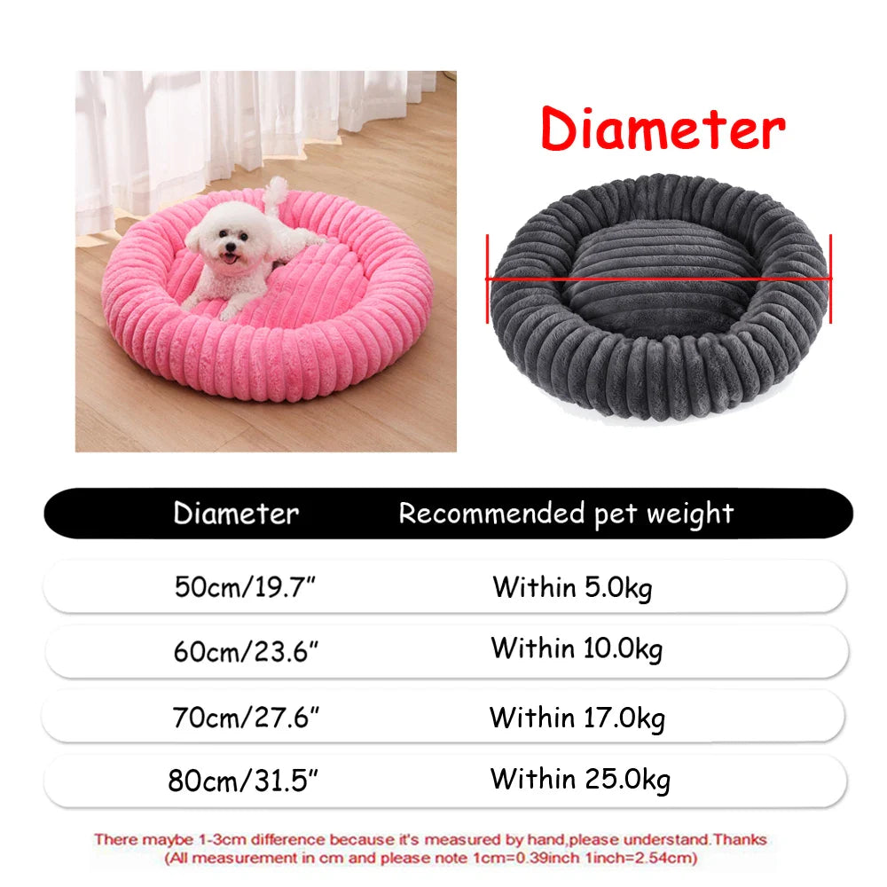 Round Plush Pet Bed – Super Soft for Dogs & Cats