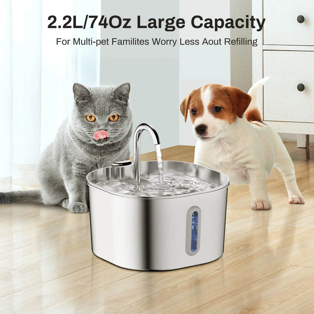 ZYFeeder 2.2L Stainless Steel Pet Water Fountain