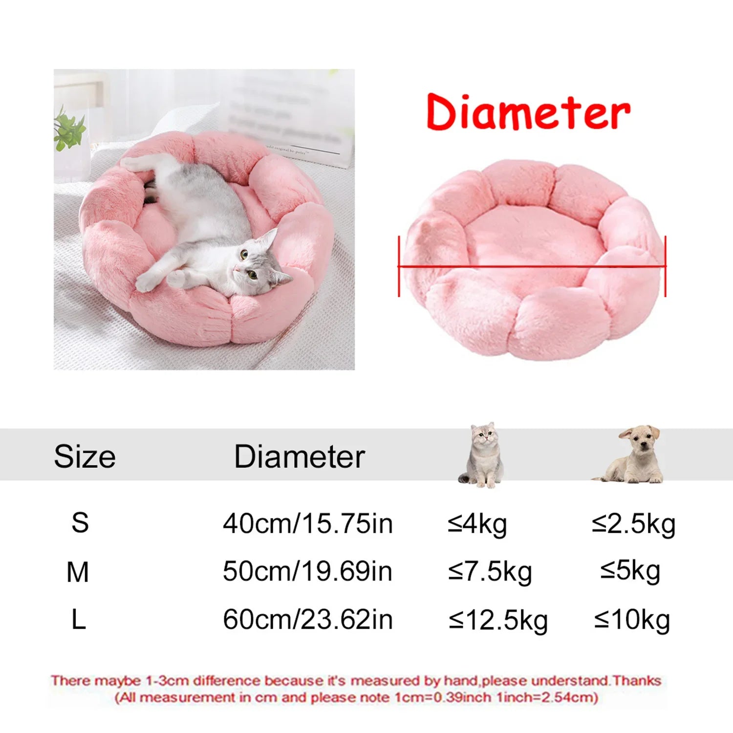 Round Plush Pet Bed – Super Soft for Dogs & Cats