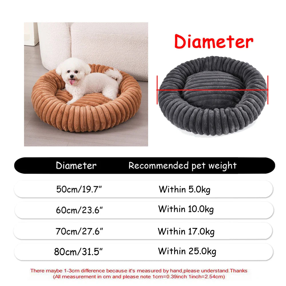 Round Plush Pet Bed – Super Soft for Dogs & Cats