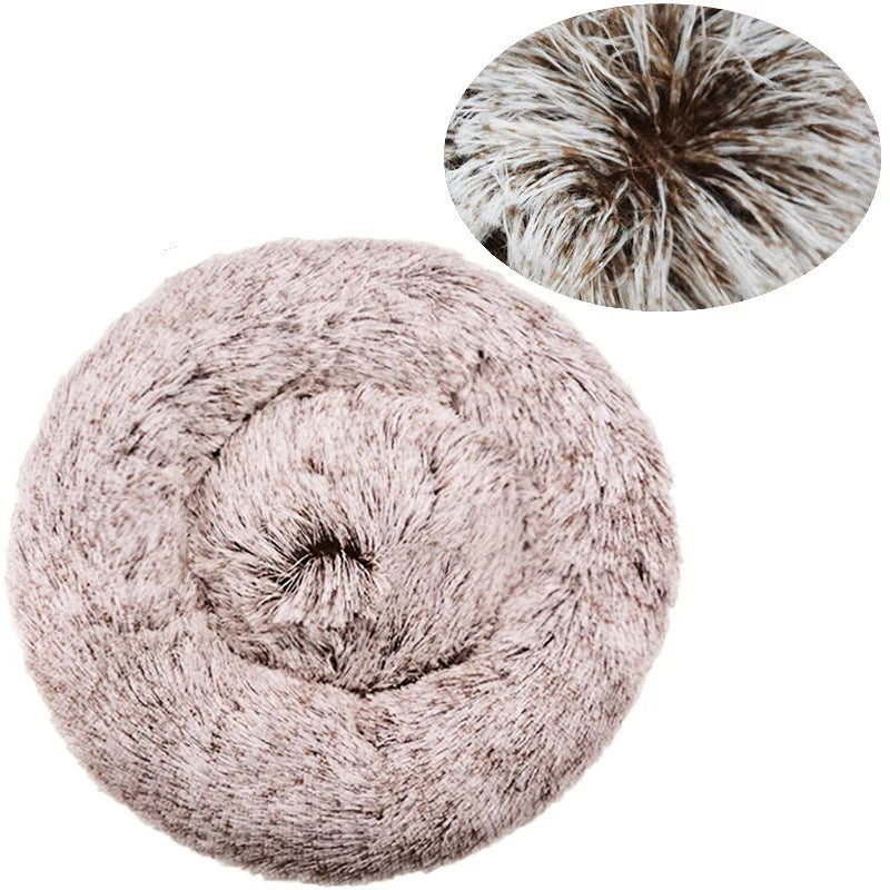 Round Plush Pet Bed – Super Soft for Dogs & Cats