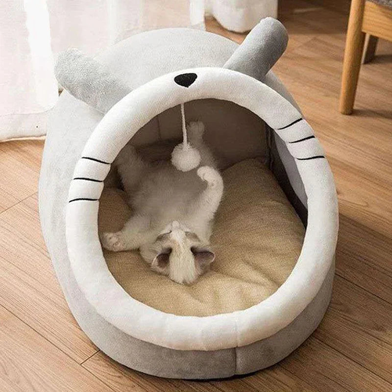 Deep Sleep Cat Bed – Foldable Cave with Removable Pad
