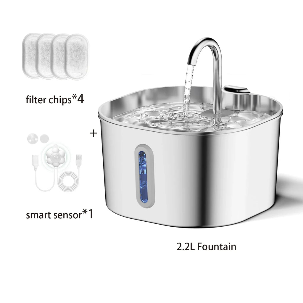 ZYFeeder 2.2L Stainless Steel Pet Water Fountain