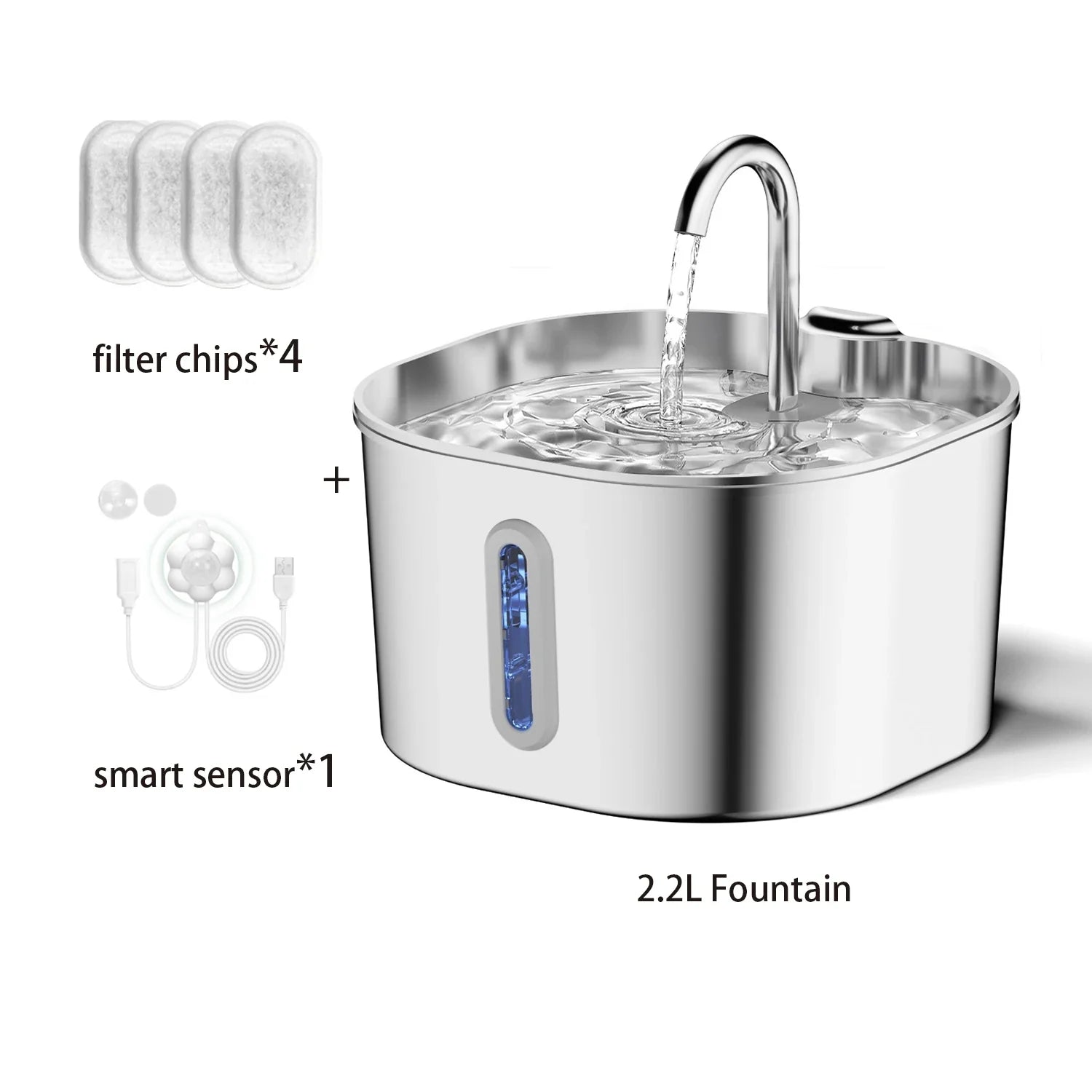 ZYFeeder 2.2L Stainless Steel Pet Water Fountain