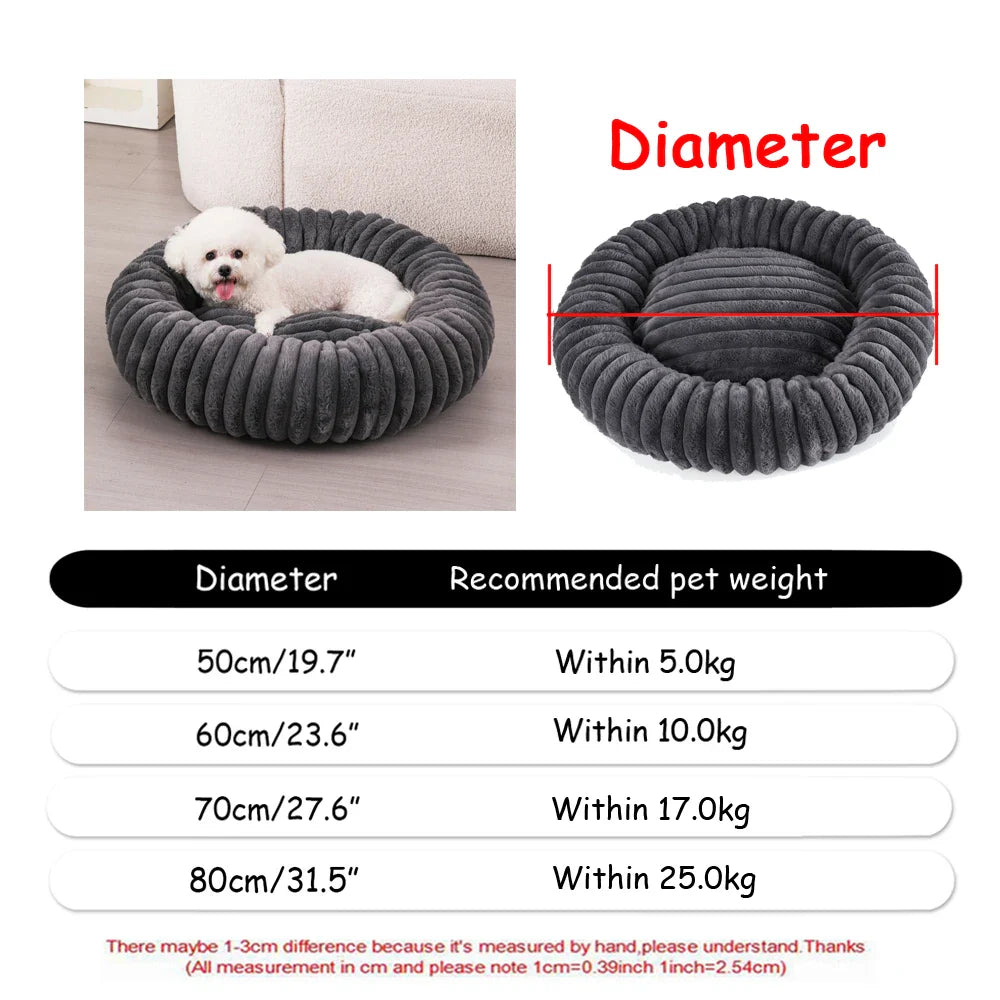 Round Plush Pet Bed – Super Soft for Dogs & Cats