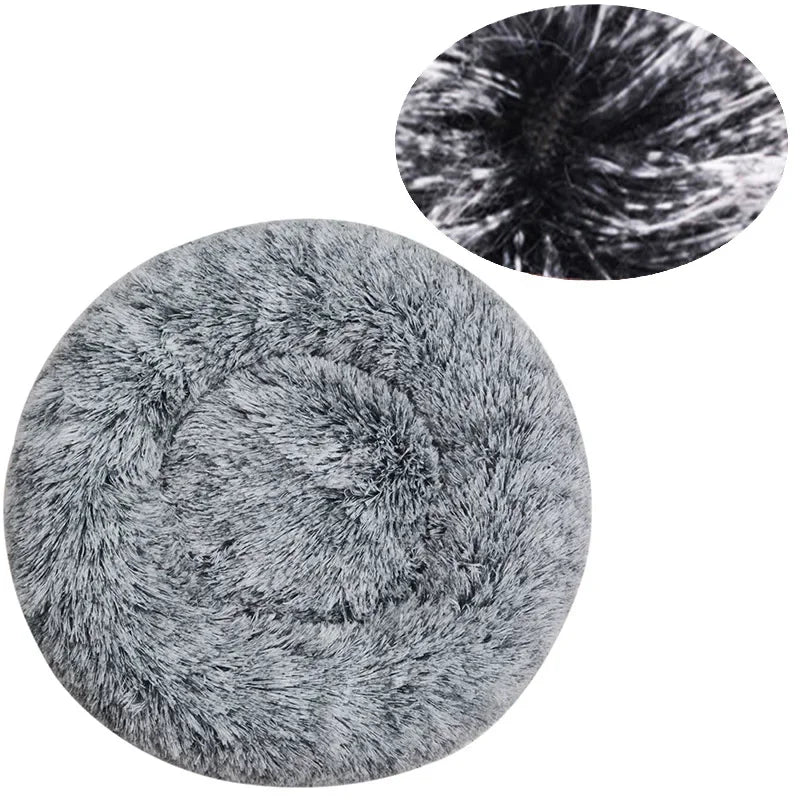 Round Plush Pet Bed – Super Soft for Dogs & Cats