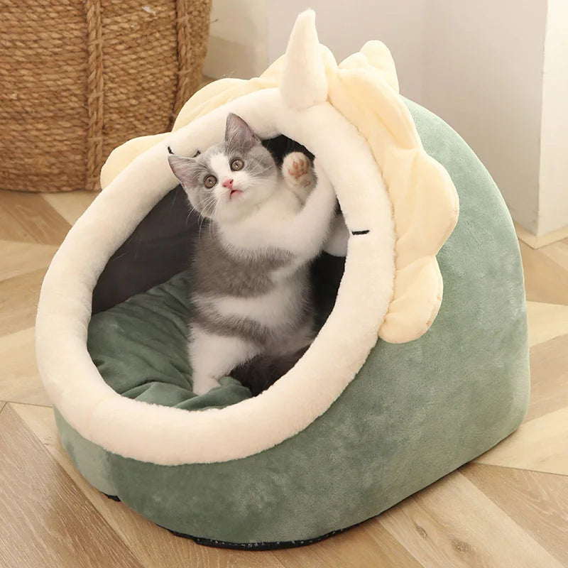 Deep Sleep Cat Bed – Foldable Cave with Removable Pad