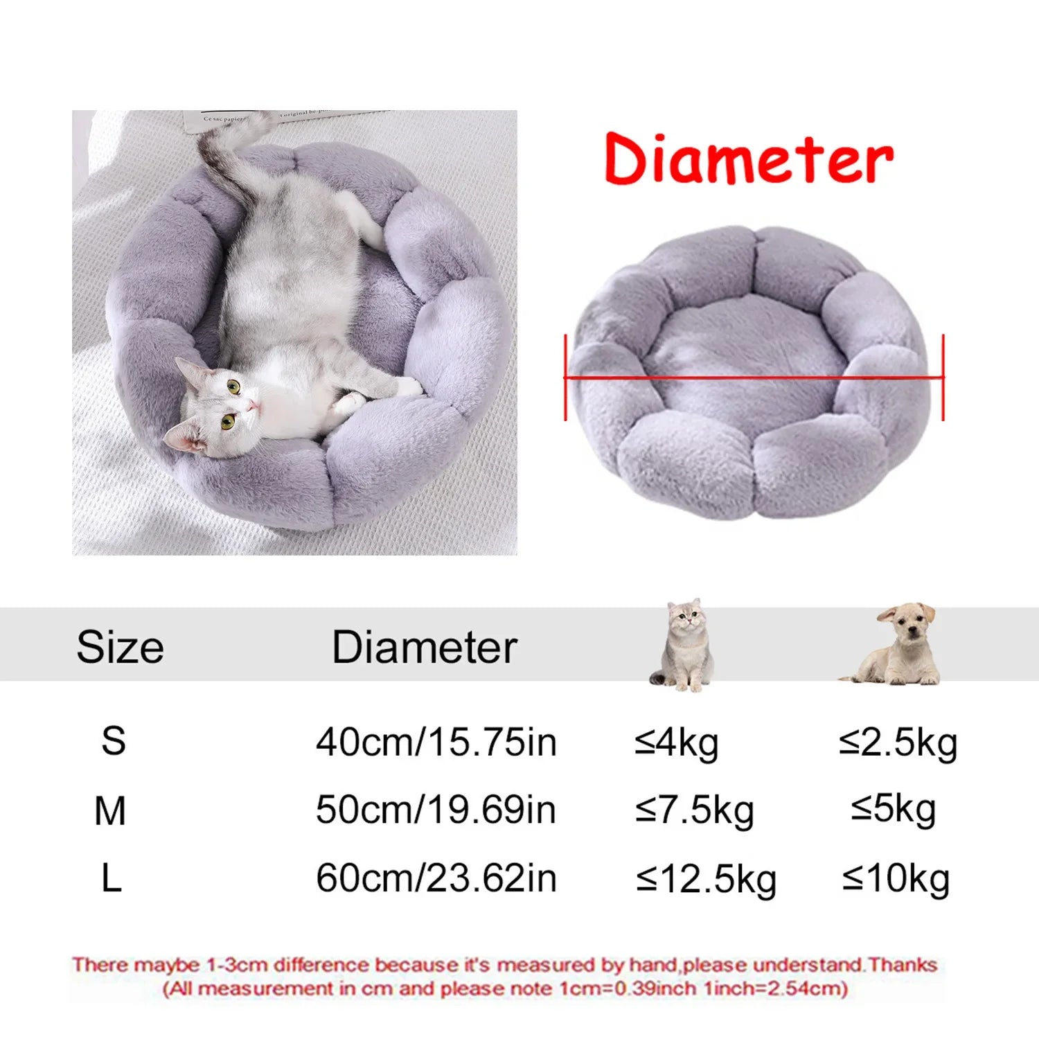 Round Plush Pet Bed – Super Soft for Dogs & Cats
