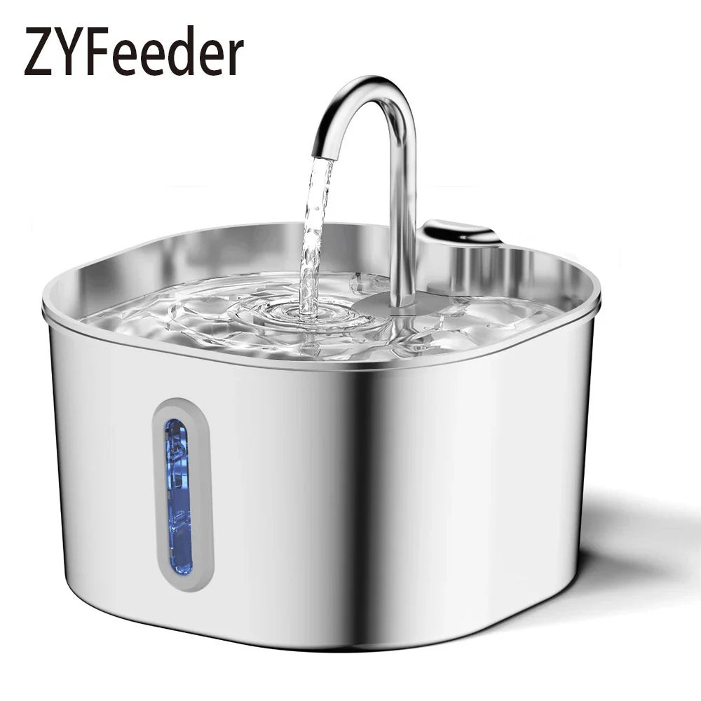 ZYFeeder 2.2L Stainless Steel Pet Water Fountain