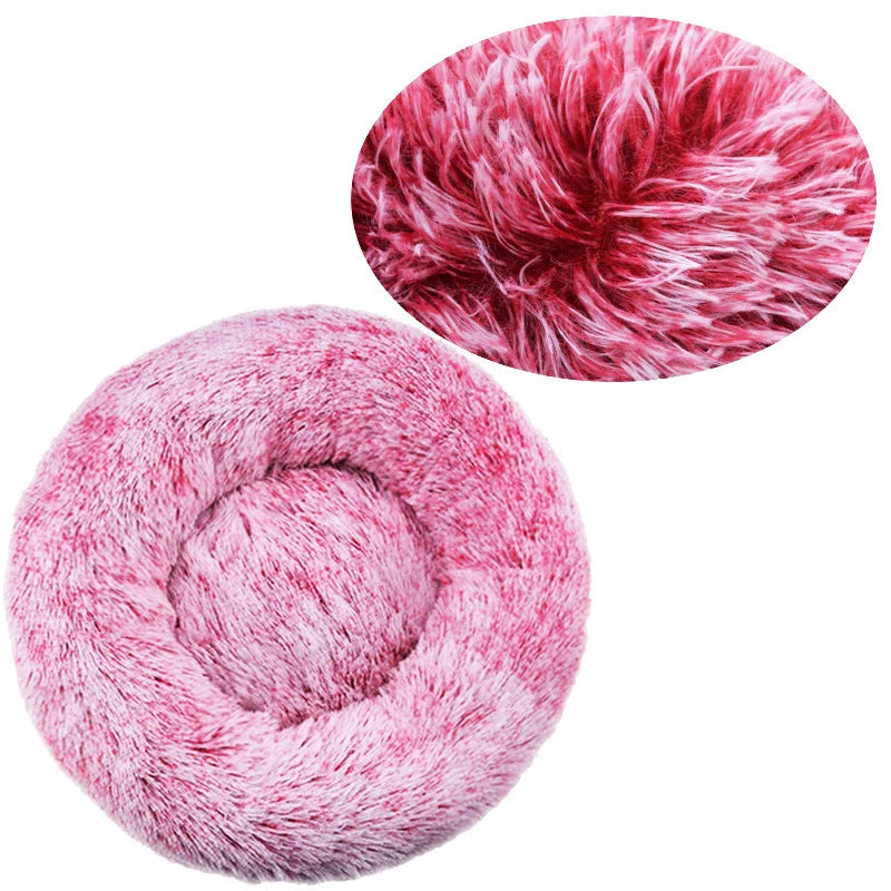 Round Plush Pet Bed – Super Soft for Dogs & Cats